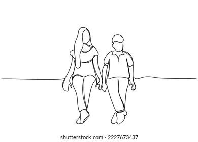 continuous line art of two siblings having quality time together. Teenagers concept. Siblings bonding. Emotional psychology.
