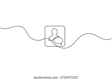 Arte de línea continuo del perfil de usuario con el icono de comunicación de la burbuja del discurso