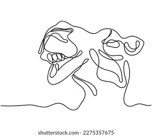 Kontinuierliche Linienkunst Vektorgrafik des Kamels Gesicht.