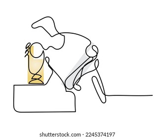 Continuous line art vector of a football player. Football championship. Victory in Soccer series. isolated concept art vectors. Single line art. 