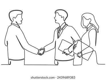 continuous line art vector illustration Deal closing handshake of smiling businessman
you send