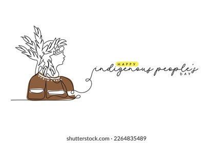 Continuous line art vector of Indigenous people.