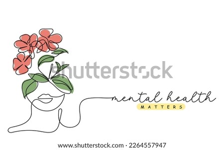 Continuous line art vector of mental health concept. Mindset art. Mental health awareness. 