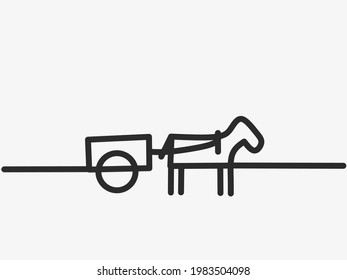 Continuous line art of wagon in single line art design isolated on white background suitable for page websites, colouring book or wall poster. 