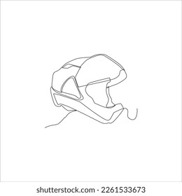 continuous line art of wearing full face helmet
