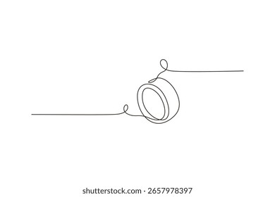 Durchgehende Linie Kunst eines Rades Einfache Zeichnung eines Reifens Monochrom, minimalistisches Design, weißer Hintergrund