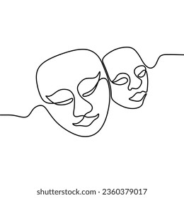 Continuous line art with woman faces