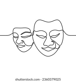 Continuous line art with woman faces