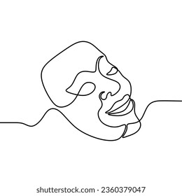 Continuous line art with woman faces