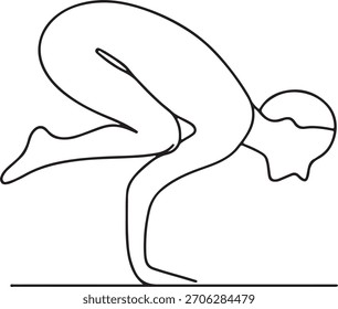 Contínua arte de linha de uma mulher praticando ioga e meditação ilustração vetor.