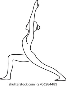 Contínua arte de linha de uma mulher praticando ioga e meditação ilustração vetor.