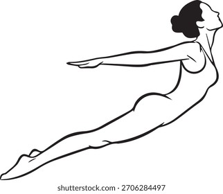 Arte de línea continua de una mujer practicando yoga y Ilustración vectorial de meditación.