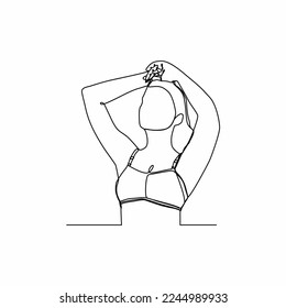 continuous line art of woman wearing bra