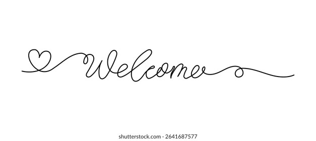 Continuous Line Art of Word Welcome. Simple and Modern Typography Design