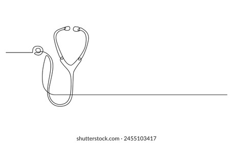 continuous line art world health day with stethoscope, globe symbol	