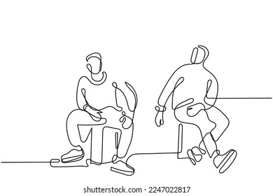 Continuous line art of a young man. Model line art vector. Design Elements.