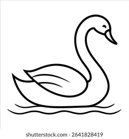 Continuous line artwork of a swan gliding over water surface perfect for elegant bird illustrations peaceful nature prints wildlife themes and minimalist decorative art