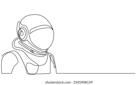 continuous line astronaut.one line drawing of spacesuit.single line vector illustration.isolated white background