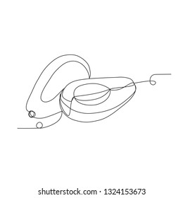 Continuous line avocado for grocery store, printing on posters and banners. Linear style