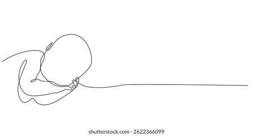 continuous line of baby sleeping.single line drawing of baby sleeping soundly.single line vector illustration of baby product advertisement,baby care and others