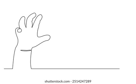 Línea continua de la mano del bebé. Un dibujo de línea de la mano del bebé. Bebé recién nacido. Fondo blanco aislado