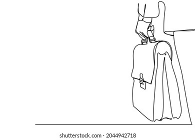 continuous line back view of a businessman holding a bag in his hand
