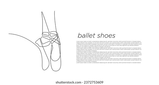 continuous line of ballet shoes.one line drawing of ballet shoes.isolated white background