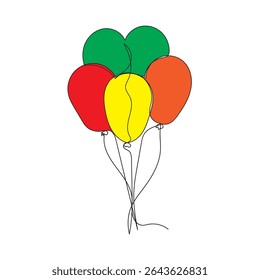  continuous line Balloon icon party balloon icon decoration birthday vector. Balloon black silhouette icon