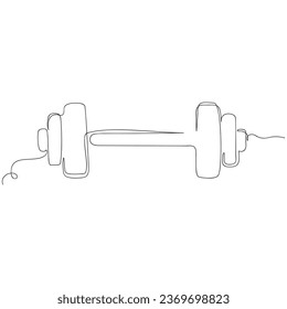 Continuous line of Barbell icon. Vector Illustration