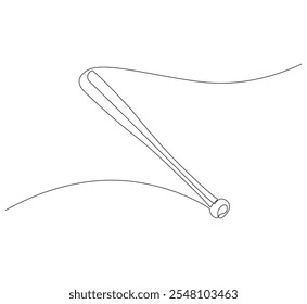 Continuous line baseball bat drawing of wooden, pitcher, hardball, softball, sports, activity, american, game. Vector