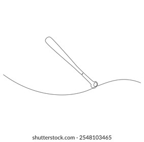 Continuous line baseball bat drawing of wooden, pitcher, hardball, softball, sports, activity, american, game. Vector