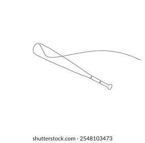 Continuous line baseball bat drawing of wooden, pitcher, hardball, softball, sports, activity, american, game. Vector