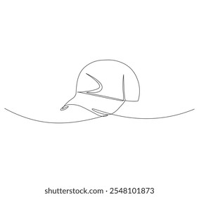 Continuous line baseball cap top one. Vector