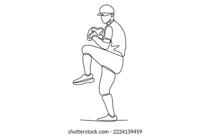 Continuous line of baseball player