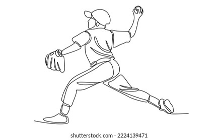 Continuous line of baseball player