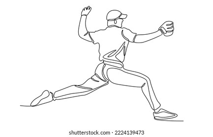 Continuous line of baseball player