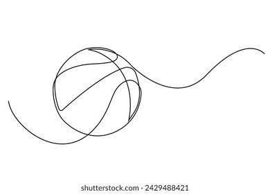 continuous line of basketball.one line drawing of basketball.basketball line art isolated white background