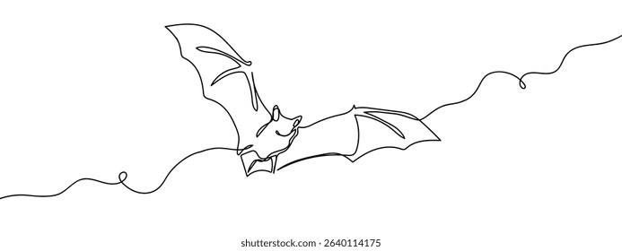 continuous line bat Vector art lines, transparent background.
