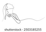 continuous line of bathing woman.one line drawing of bathing woman using beauty products.single line vector illustration.isolated white background