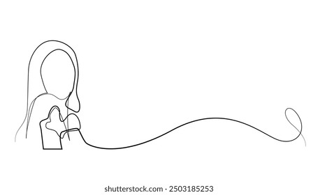 continuous line of bathing woman.one line drawing of bathing woman using beauty products.single line vector illustration.isolated white background