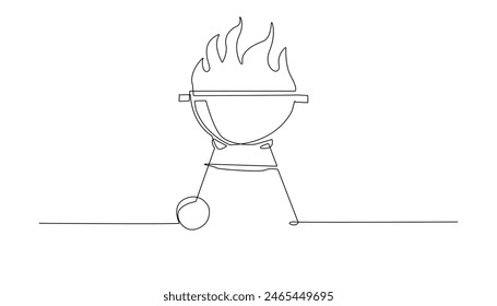 Línea continua BBQ.one línea dibujo de carne a la parrilla.aislado fondo blanco