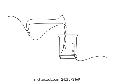 continuous line of beaker.one line drawing of laboratory beaker.research ,science vector line.single line vector illustration.isolated white background