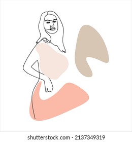 continuous line beautiful abstract face of a woman simple female face line drawing style trendy illustration for cosmetics Minimal fashion print. vector beauty logo