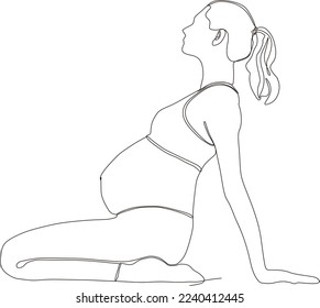  continuous line of beautiful pregnant woman in yoga pose