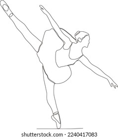 continuous line of beautiful women in the art of ballet dance