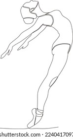 continuous line of beautiful women in the art of ballet dance