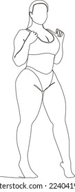 continuous line of beautiful women in bikinis in summer