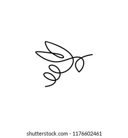 continuous line bee logo vector icon, bumblebee outline monoline linear illustration