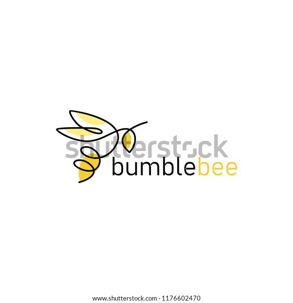 Continuous Line Bee Logo Vector Icon Stock Vector (Royalty Free) 1176602470