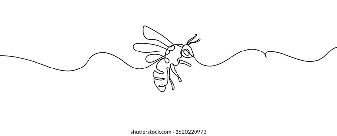 continuous line bee Simple lines, transparent background.
